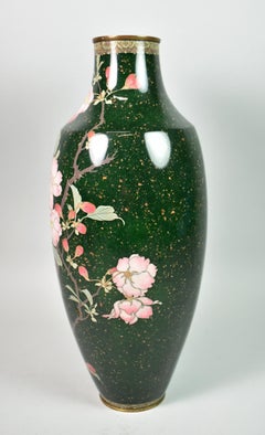 Japanese Baluster Cloisonne Vase with Plum Blossom Detail