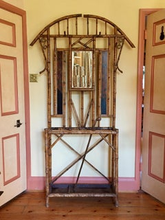 Japanese Bamboo and Lacquer Hall Stand, 19th Century Meiji Period, Large Scale