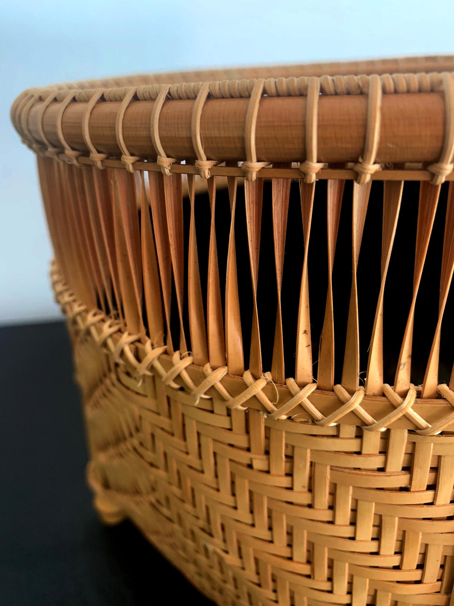 Japonisme Japanese Bamboo Basket by Higashi Takesonosai For Sale