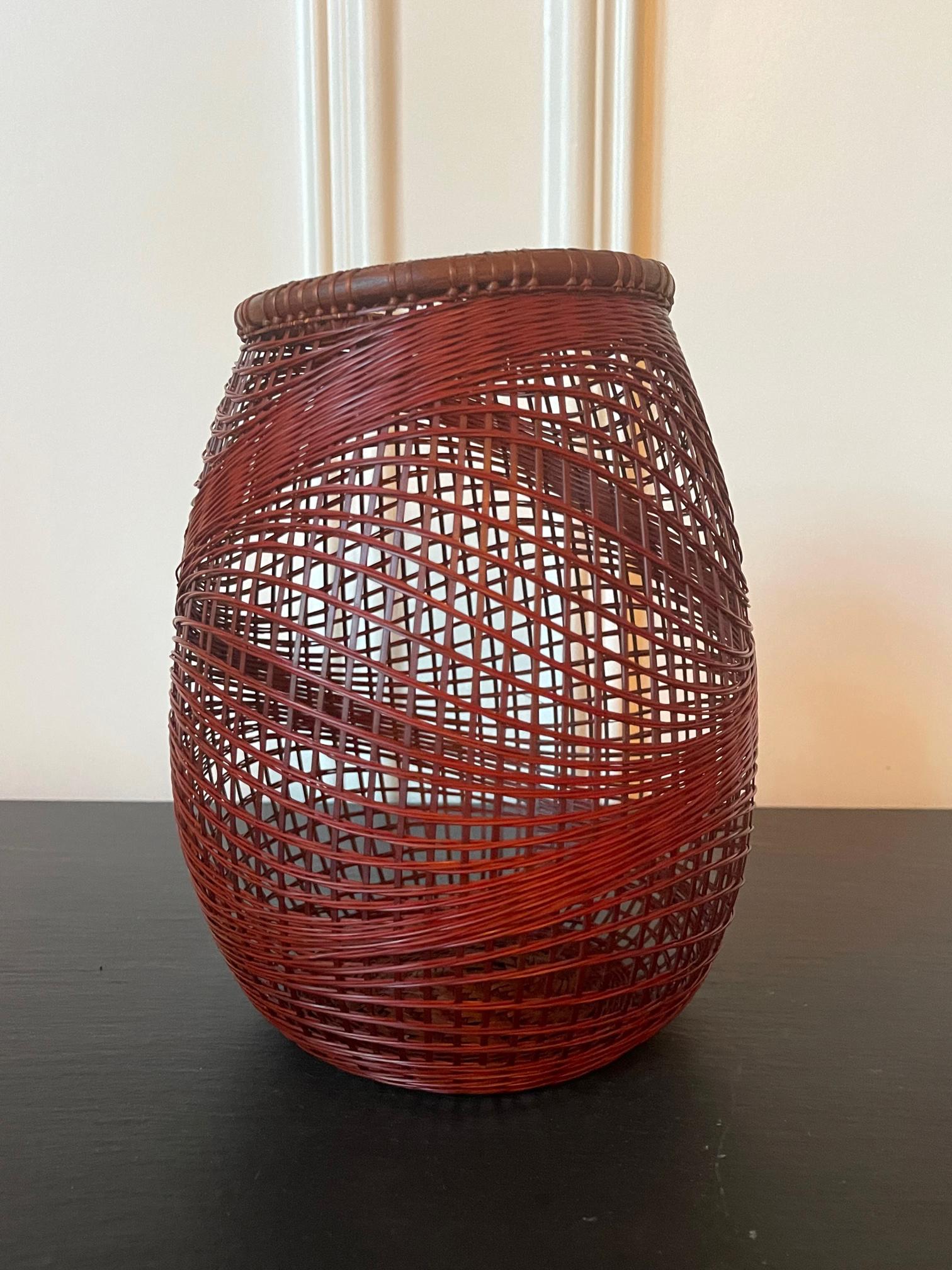 Hand-Woven Japanese Bamboo Basket Ikebana by Abe Motoshi For Sale