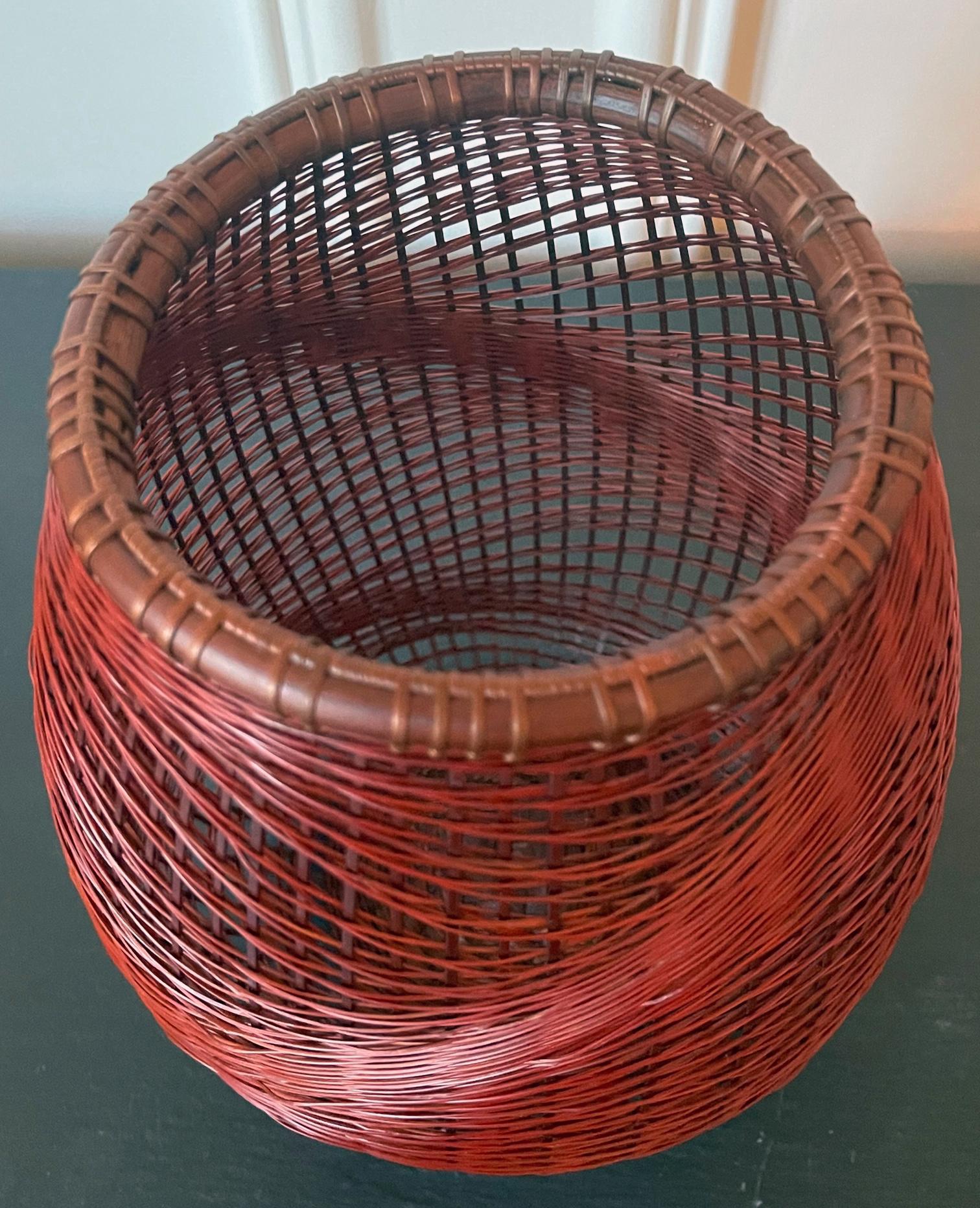 Japanese Bamboo Basket Ikebana by Abe Motoshi For Sale 1
