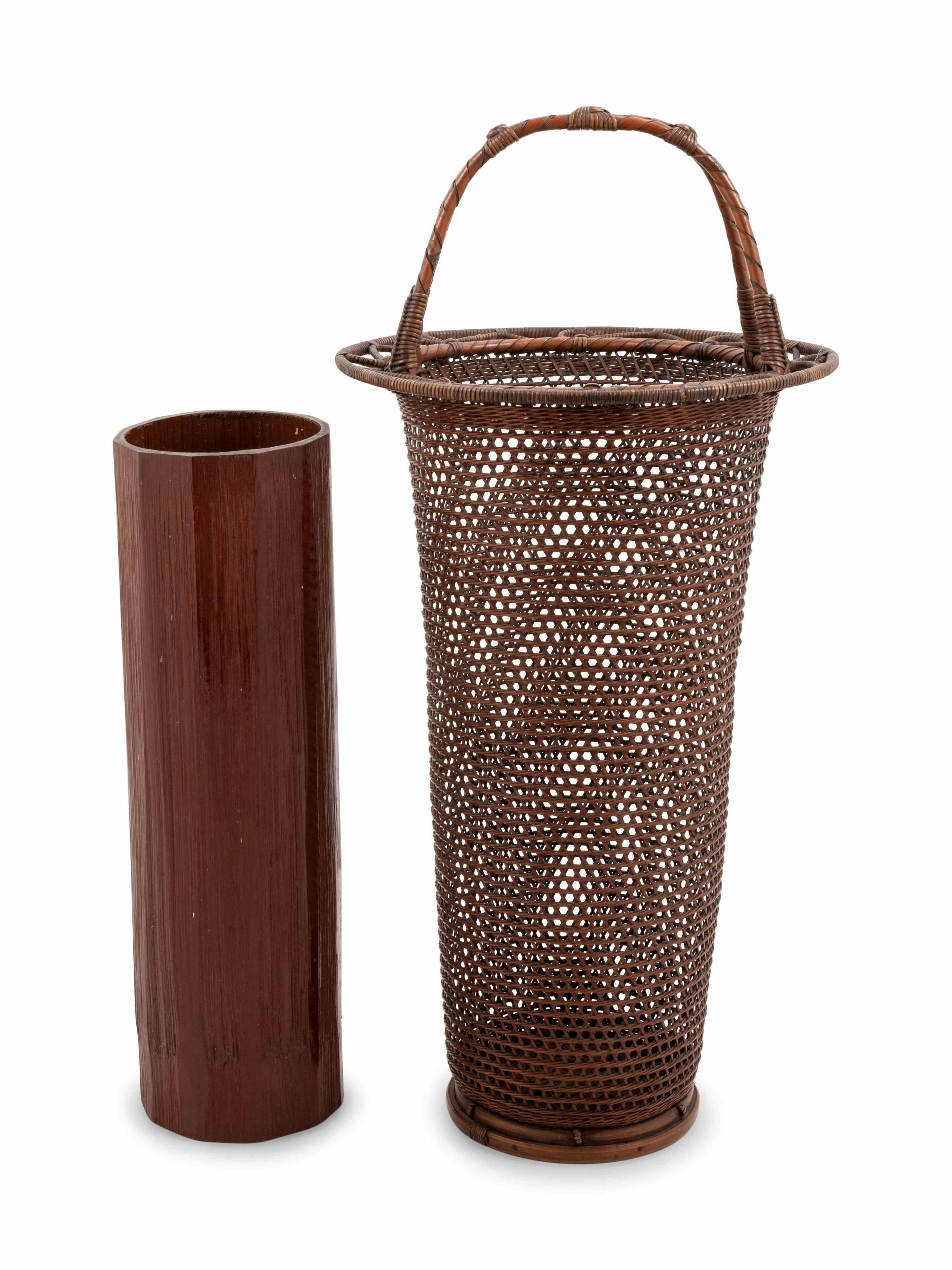 Japonisme Japanese Bamboo Basket Ikebana by Yamashita Kochikusai For Sale