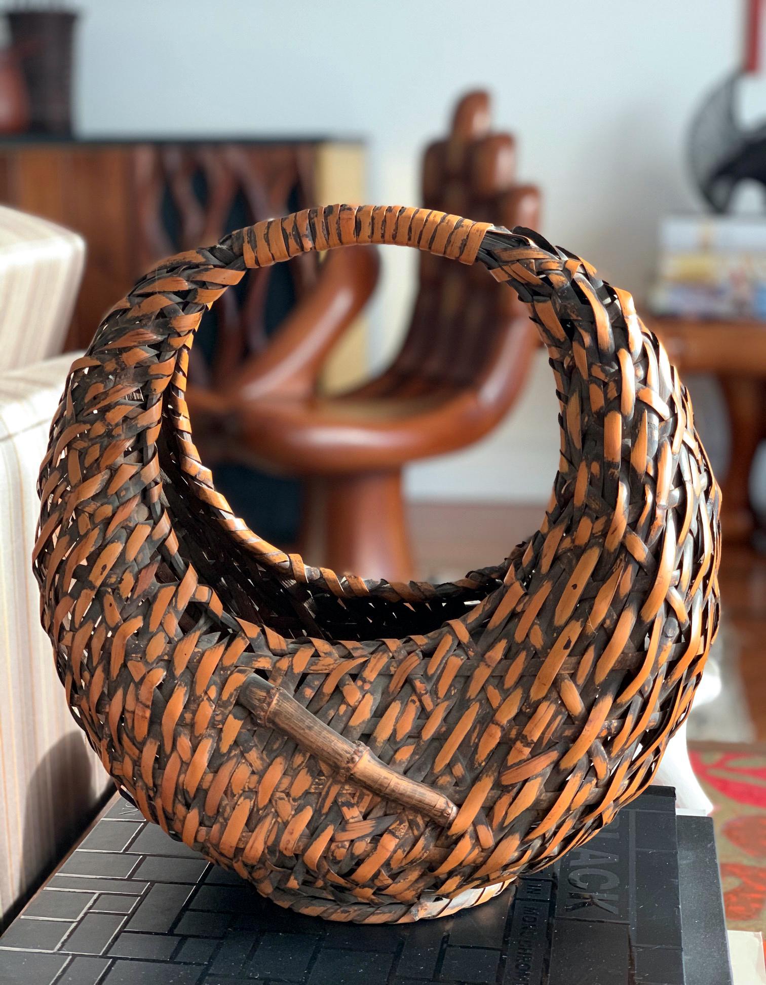 Japanese Bamboo Basket Ikebana For Sale 7