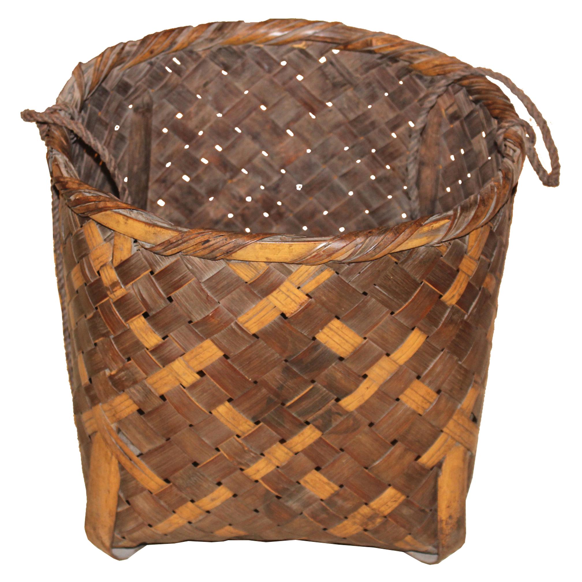 Japanese Bamboo Farmer's Basket