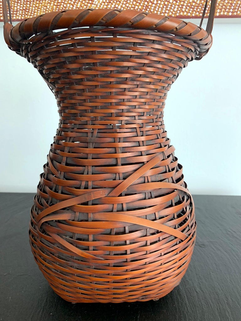 Japanese Bamboo Ikebana Basket by Yufu Shohaku For Sale at 1stDibs