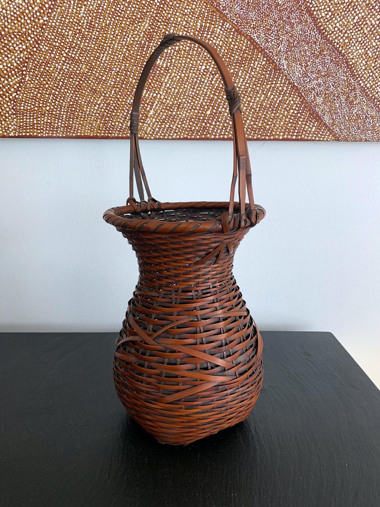 Japanese Bamboo Ikebana Basket by Yufu Shohaku For Sale at 1stDibs