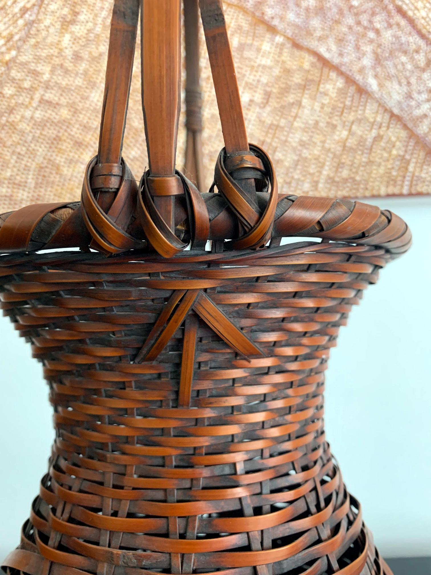 Hand-Woven Japanese Bamboo Ikebana Basket by Yufu Shohaku For Sale