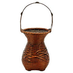 Retro Japanese Bamboo Ikebana Basket by Yufu Shohaku