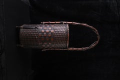 Japanese Bamboo Ikebana Basket with Handle, Showa Period