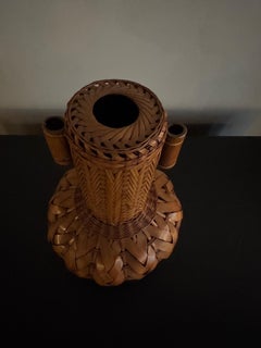 Japanese Bamboo Ikebana Basketwork Vessel