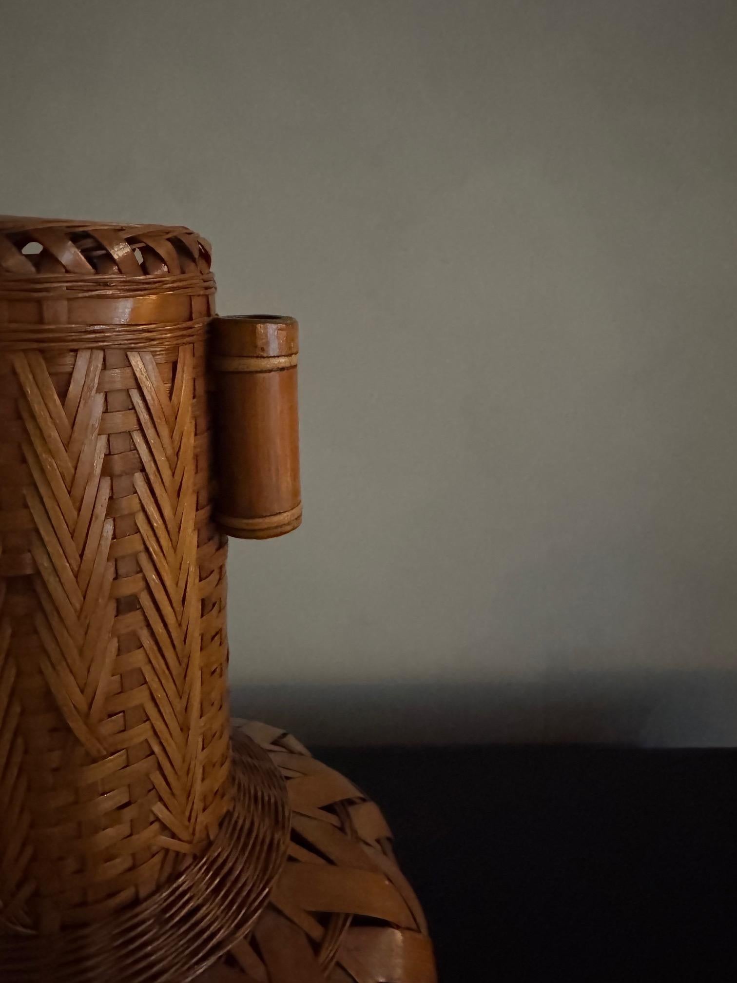 Taisho Vase panier Ikebana japonais en bambou en vente