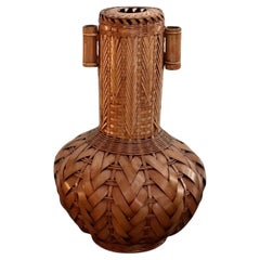 Vase panier Ikebana japonais en bambou