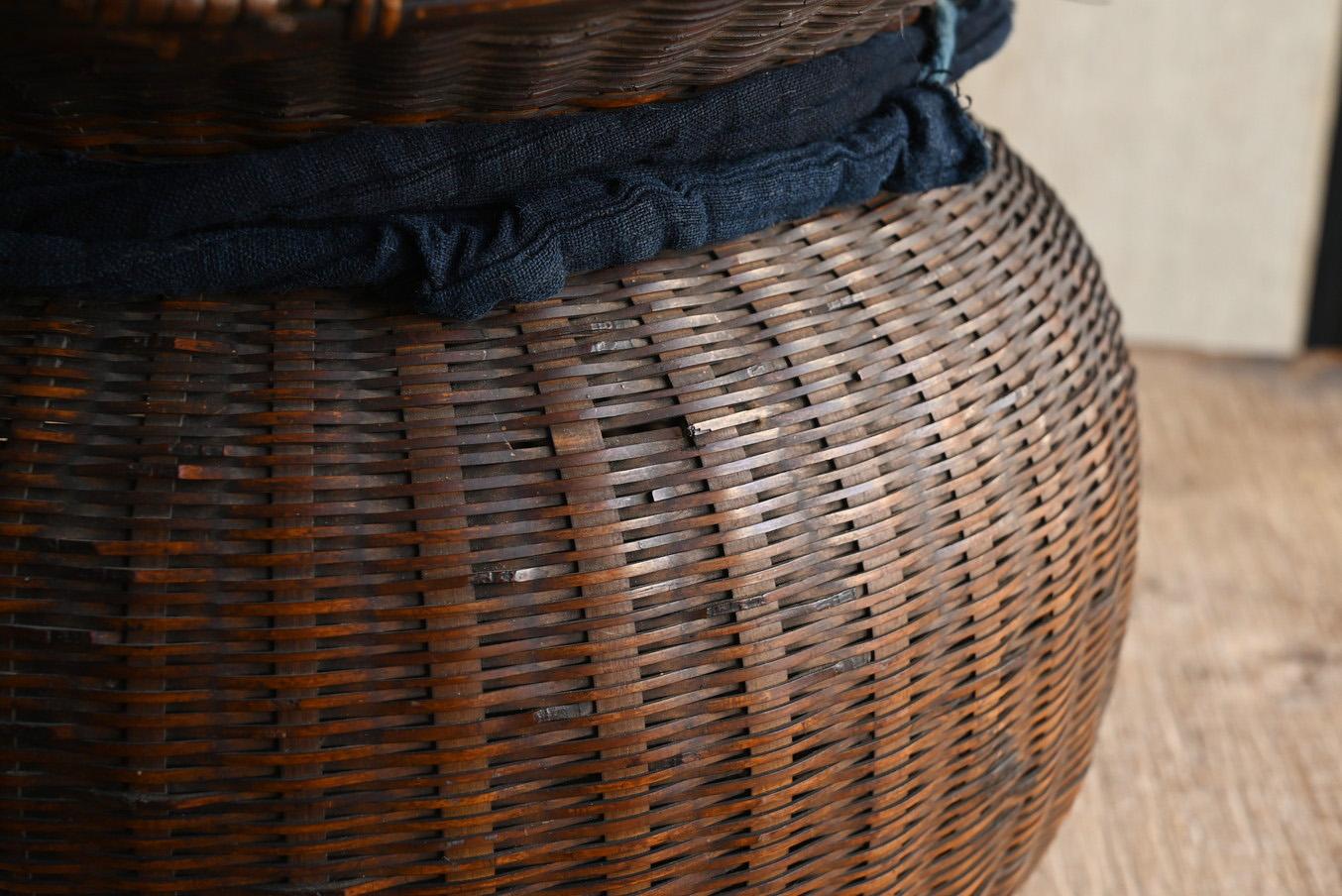Japanese Bamboo Knitting Antique Flower Basket / Bamboo Vase/1868-1920 7