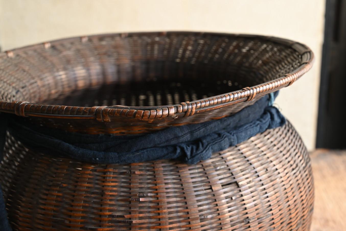 Japanese Bamboo Knitting Antique Flower Basket / Bamboo Vase/1868-1920 8