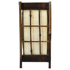 Japanese Bamboo Lantern Table or Floor Lamp with Linen Shade