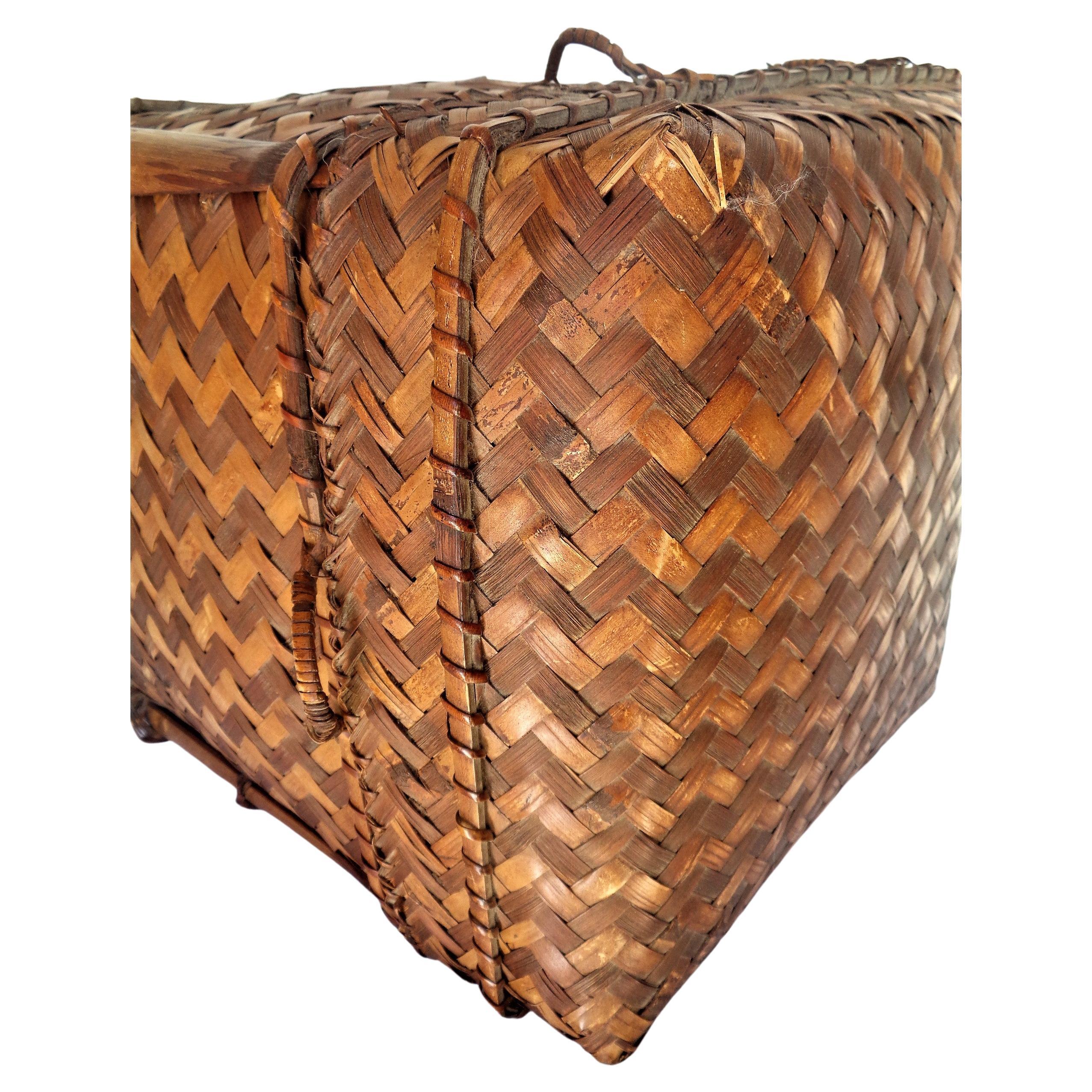 Japanese Bamboo Woven Rattan Lidded Storage Basket 5
