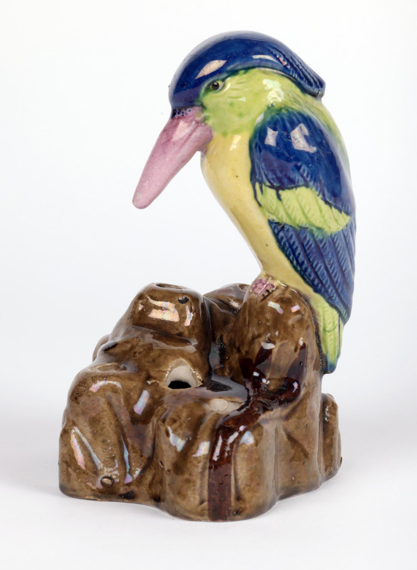 Japanische Banko Ware Art Deco Crested Vogel montiert Keramik Hutnadel Halter im Angebot 4