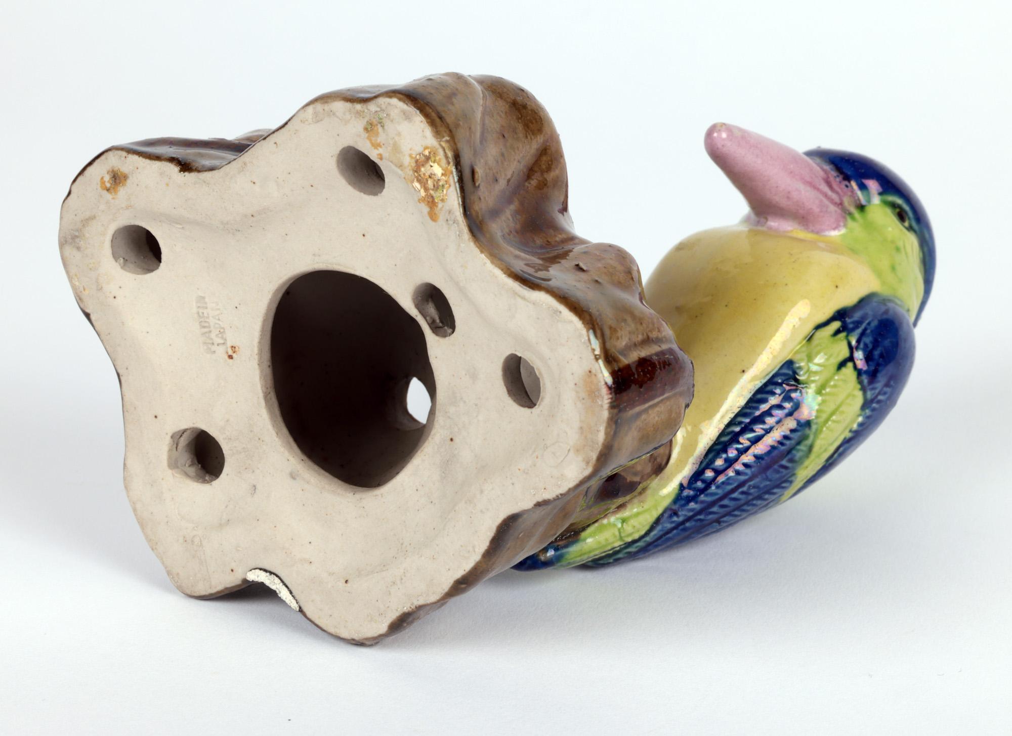 Japanische Banko Ware Art Deco Crested Vogel montiert Keramik Hutnadel Halter im Angebot 5