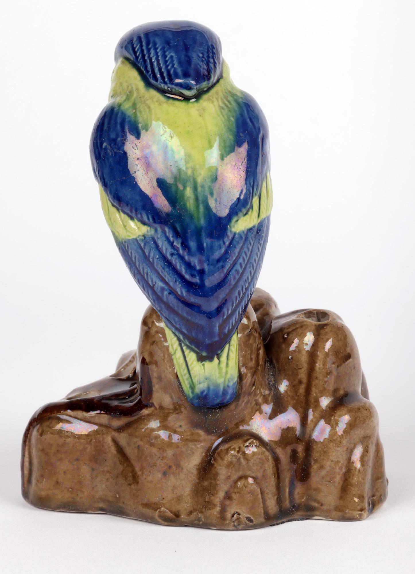 Japanische Banko Ware Art Deco Crested Vogel montiert Keramik Hutnadel Halter im Angebot 6