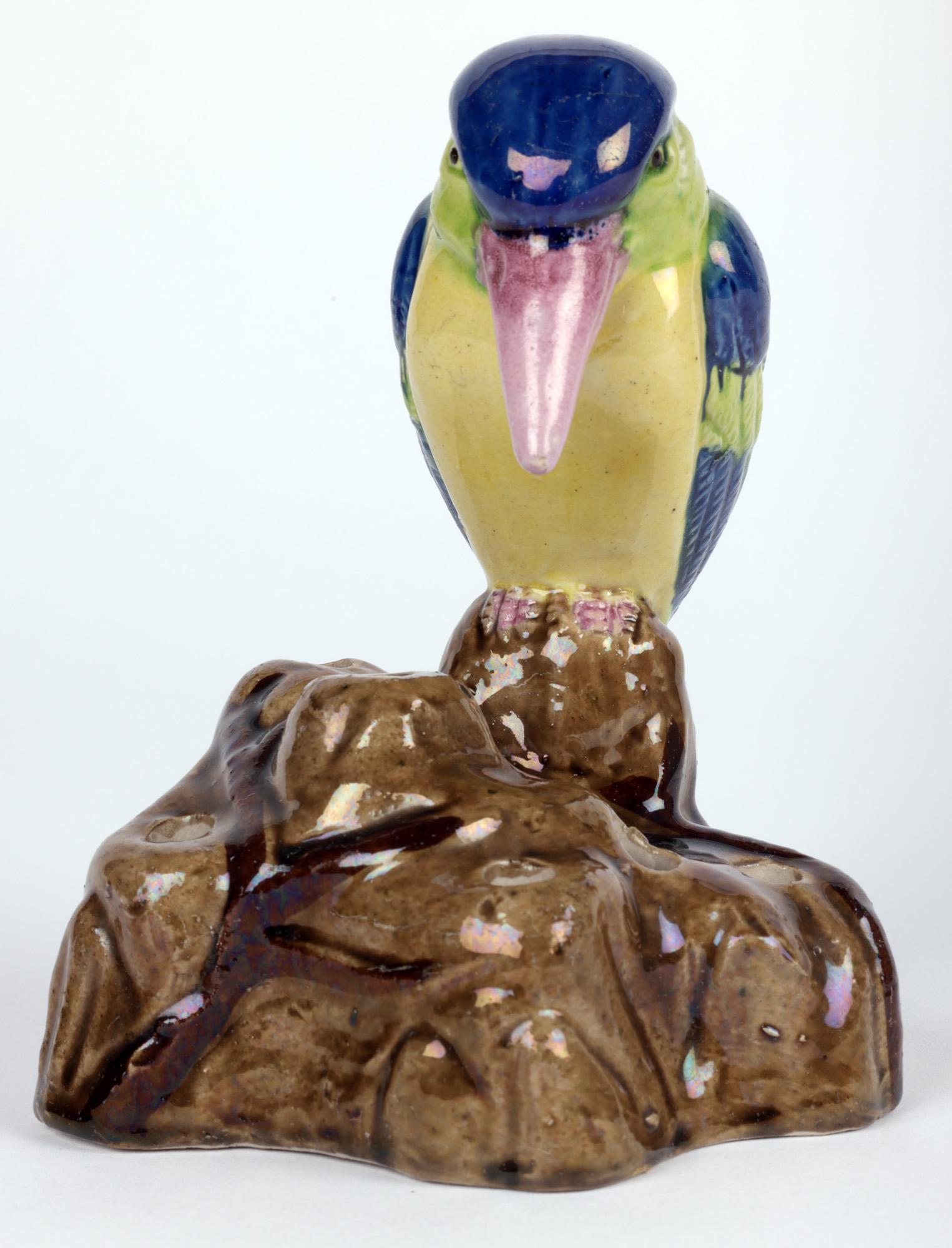 Japanische Banko Ware Art Deco Crested Vogel montiert Keramik Hutnadel Halter im Angebot 8