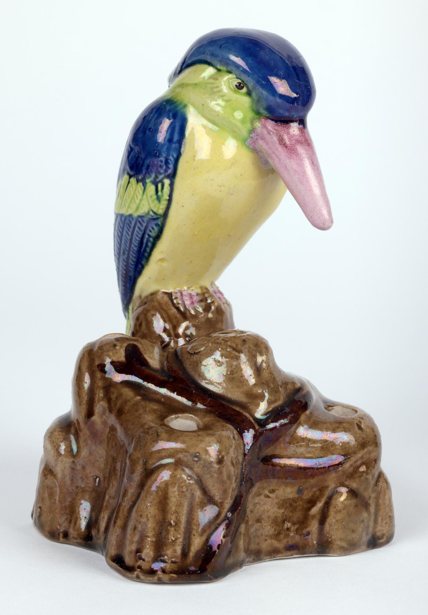 Japanische Banko Ware Art Deco Crested Vogel montiert Keramik Hutnadel Halter im Angebot 9