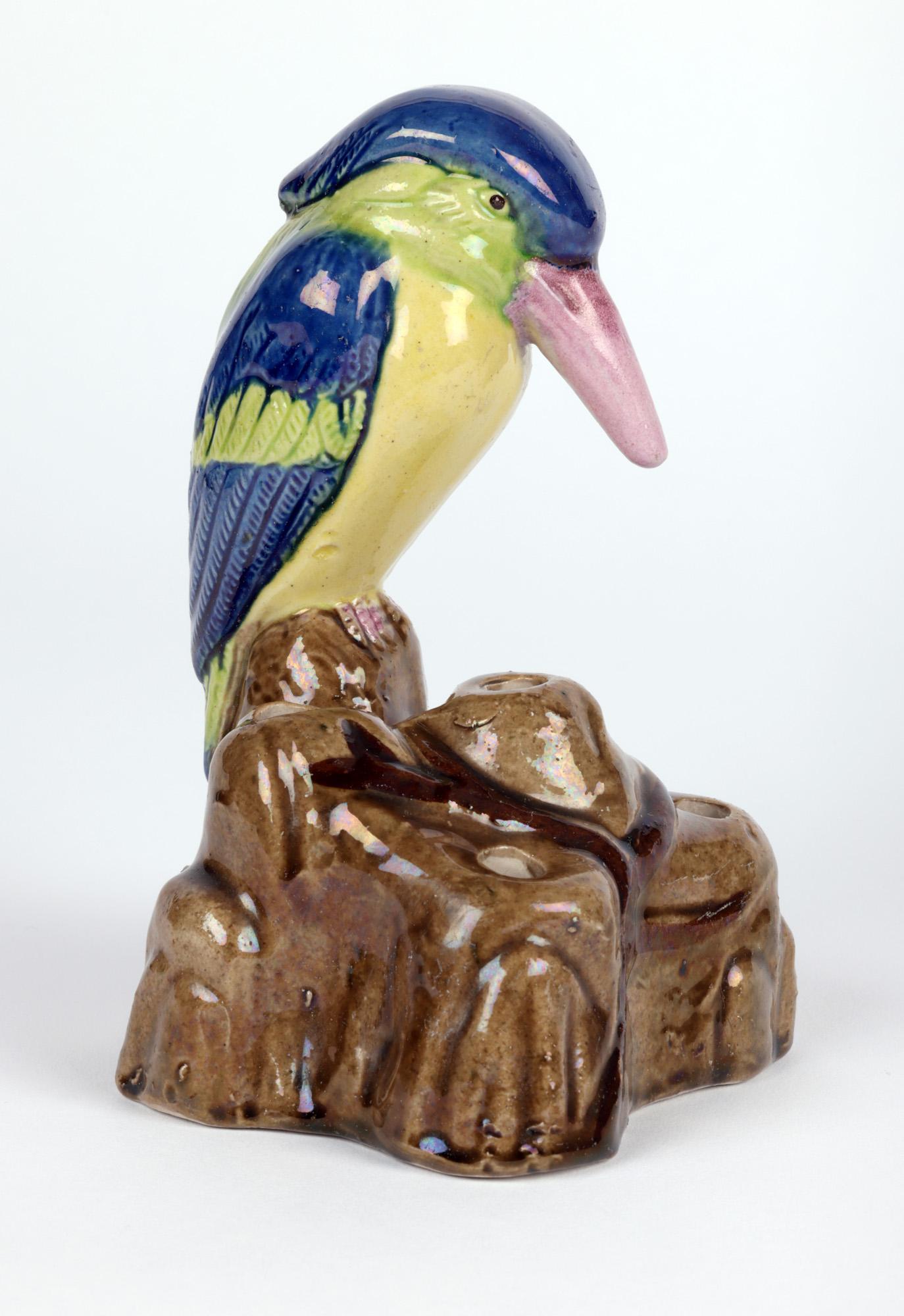 Japanische Banko Ware Art Deco Crested Vogel montiert Keramik Hutnadel Halter im Angebot 2