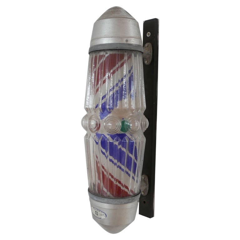 Japanese Barber Advertising Barber's Pole Light For Sale at