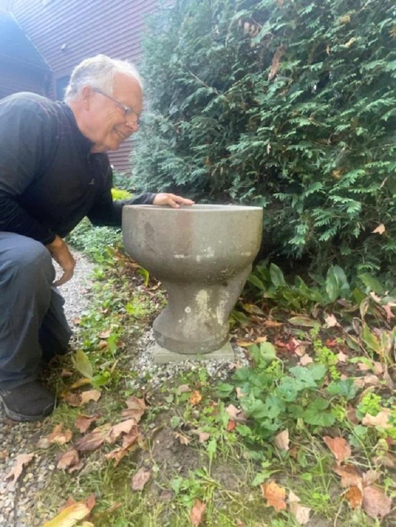 Rare Find 

From our recent Japanese Acquisition Travels- comes this unusual large garden stone vessel in the form of a delightful sculpture- totally repurposed as an elegant water basin tsukubai or a unique and handsome planter. 

The handsome