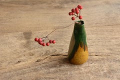 Botella de Sake de Cerámica Antigua Japonesa de Hermoso Color / 1840-1900 / Jarrón Pequeño