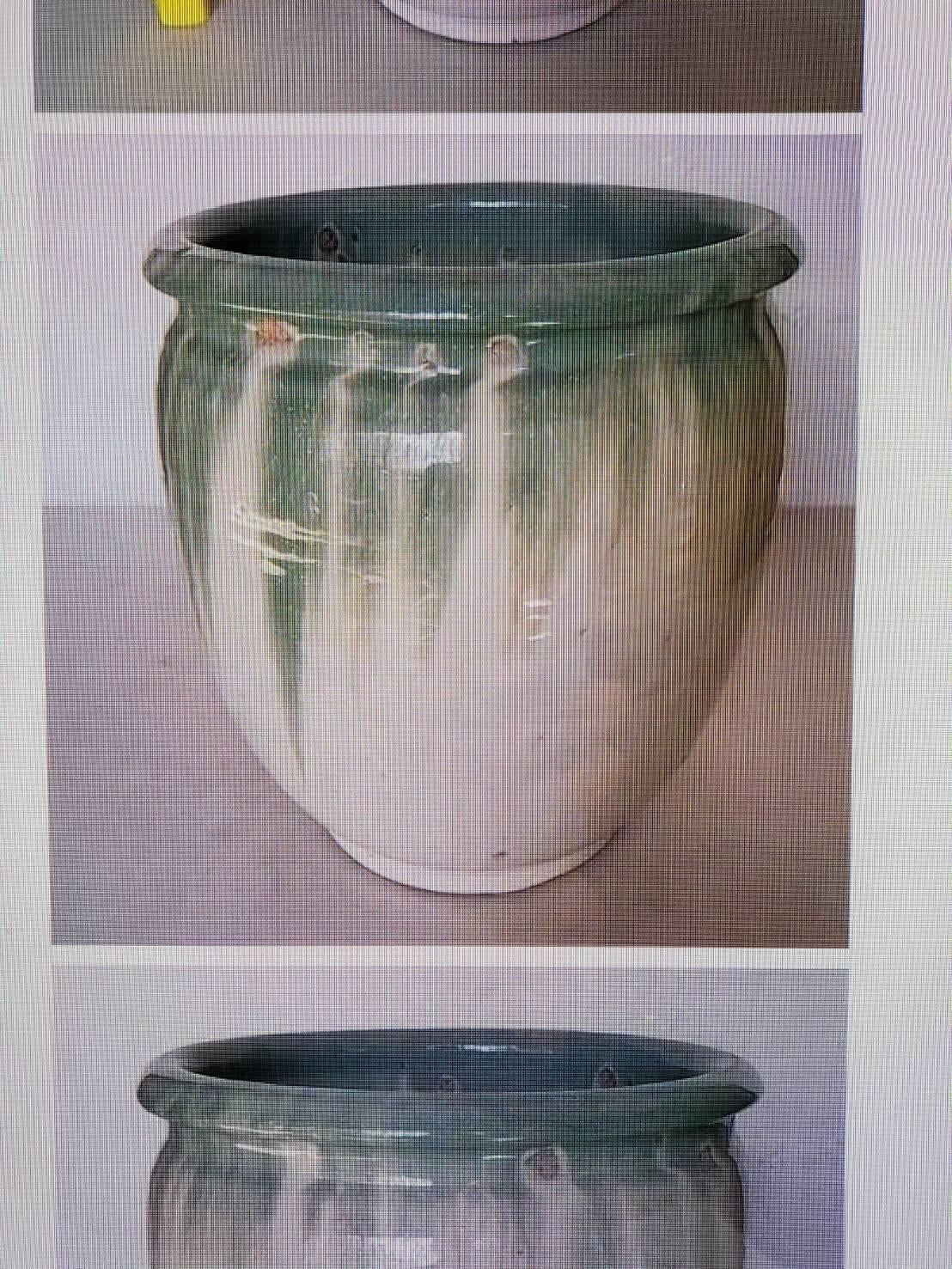 Japanese Beautiful Green Glaze Antique Pottery / 1800s / Edo to Meiji Period 13