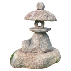 Japanese Beautiful Tall Antique "Spirit Mountain"  Stone Lantern