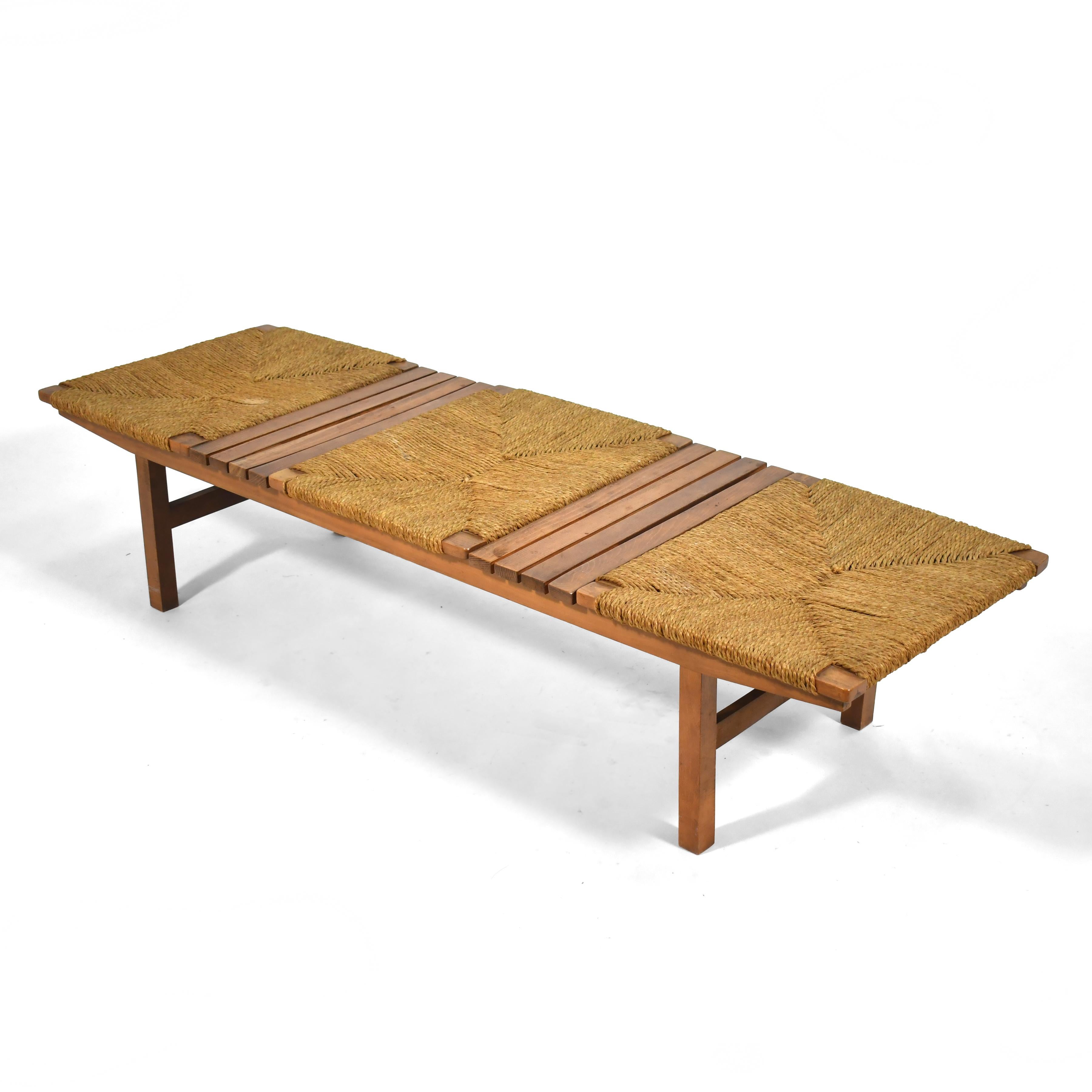 This striking bench has a combination of wood slats and woven jute seats. Manufactured by AFM Quality Furniture in Japan it has a hand-hewn quality and the understated design reminds us of the elegant simplicity of some of Charlotte Perriand's