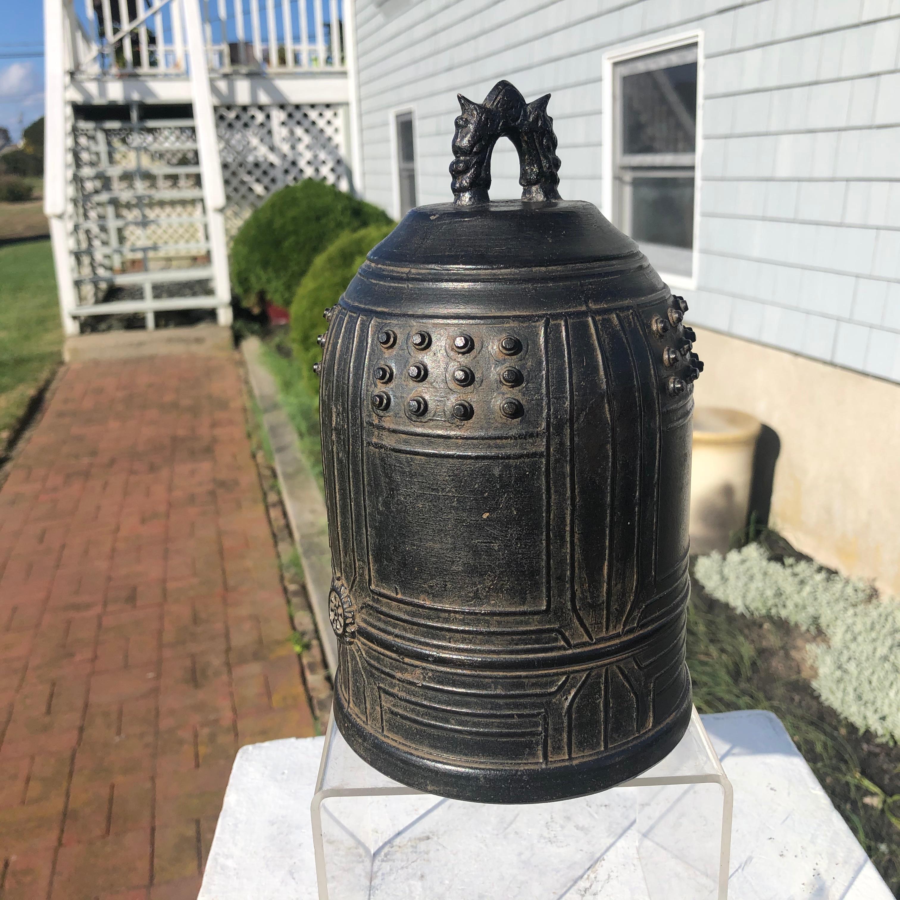 Japanese Big Antique Bronze Bell with Bold Sound 3