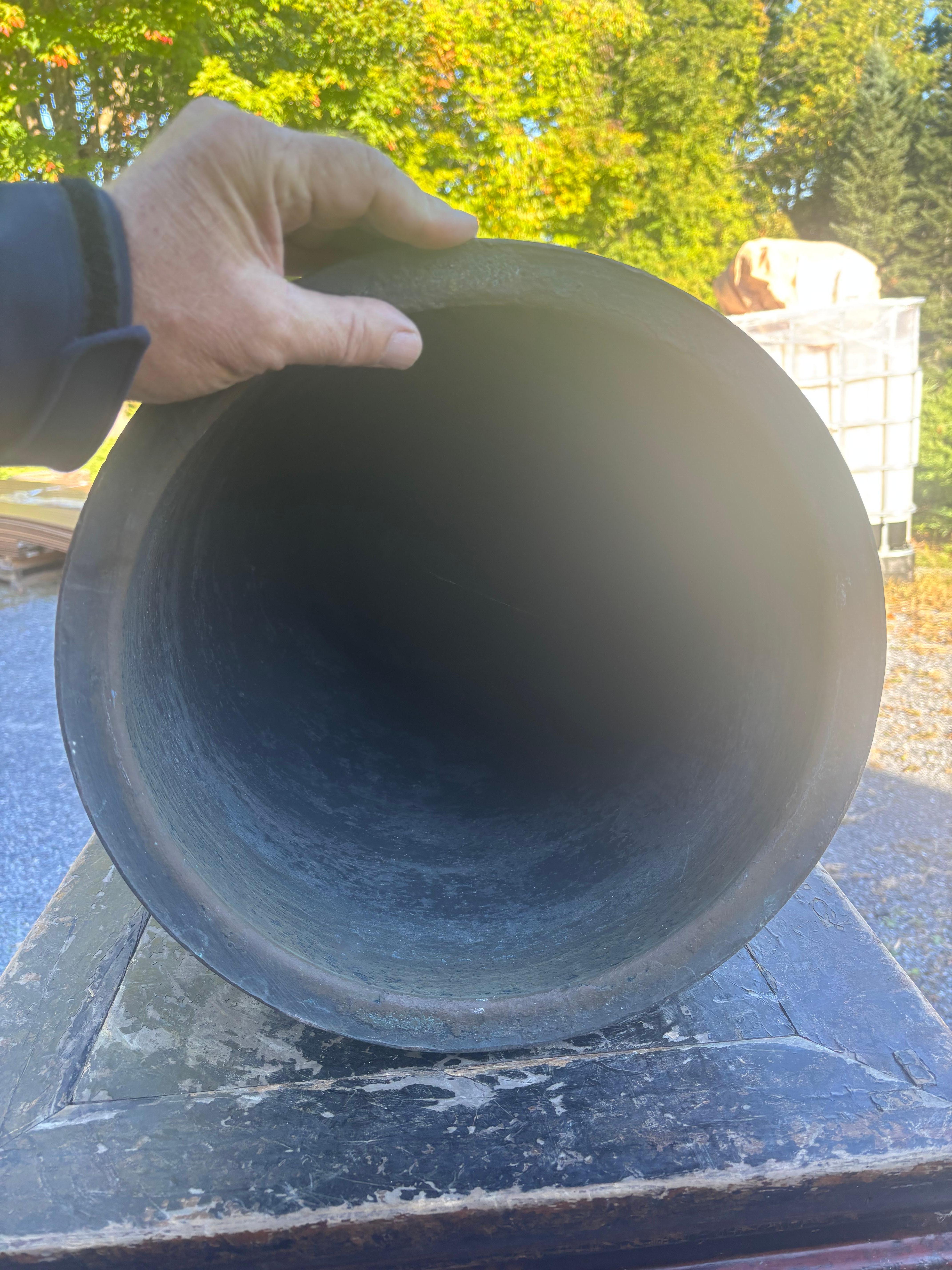 Cloche de temple japonaise en bronze antique à sonorité bleue, 22