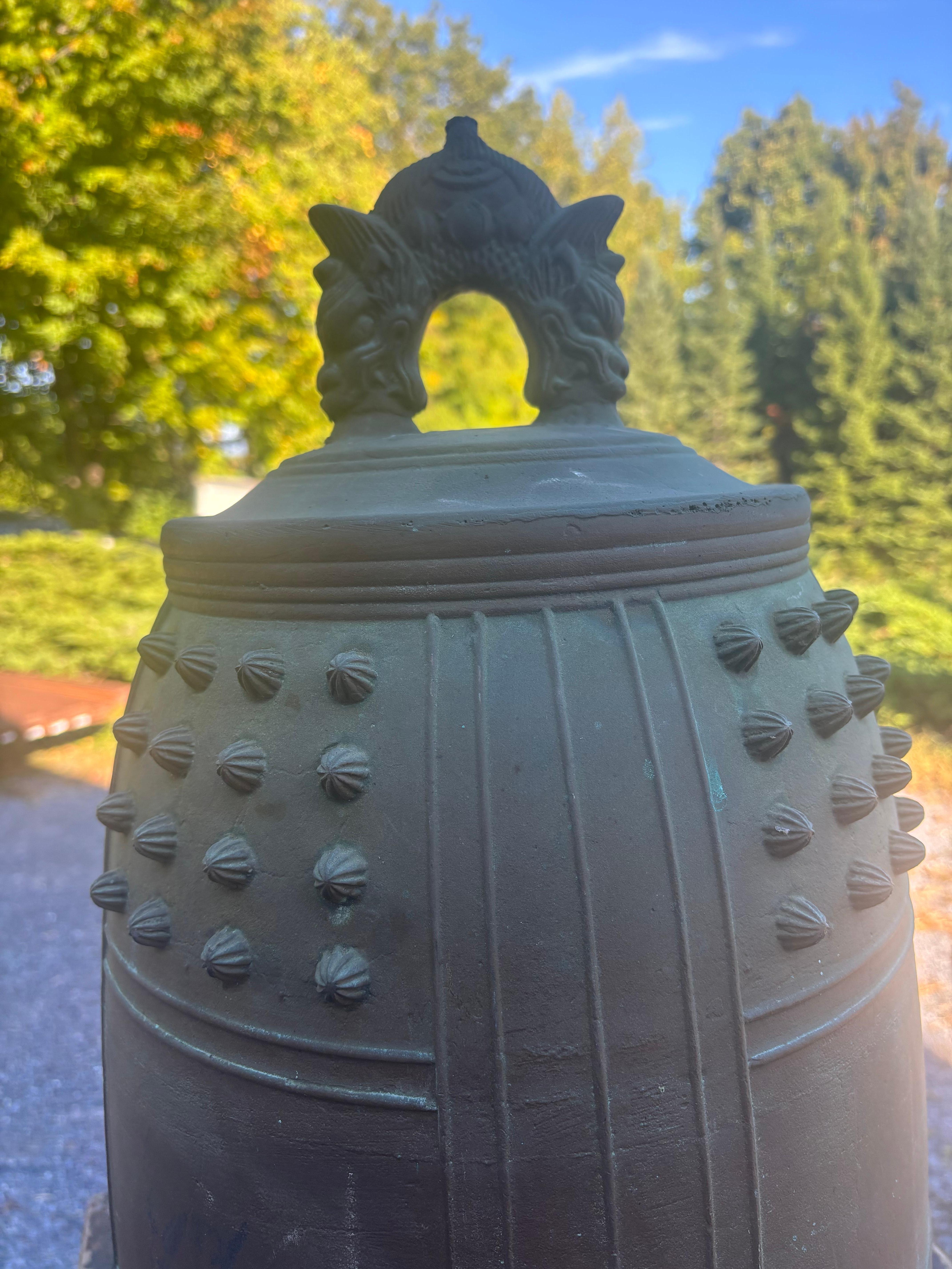 Moulage Cloche de temple japonaise en bronze antique à sonorité bleue, 22
