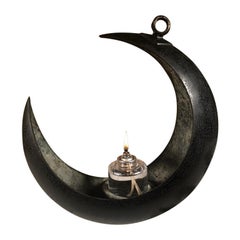 Japanese Big Antique Bronze Crescent Moon Lantern and Planter