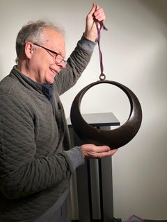 Japanese Big Antique Bronze 'Moon Vase' Hanging Flowers Lovely Patina and Detail