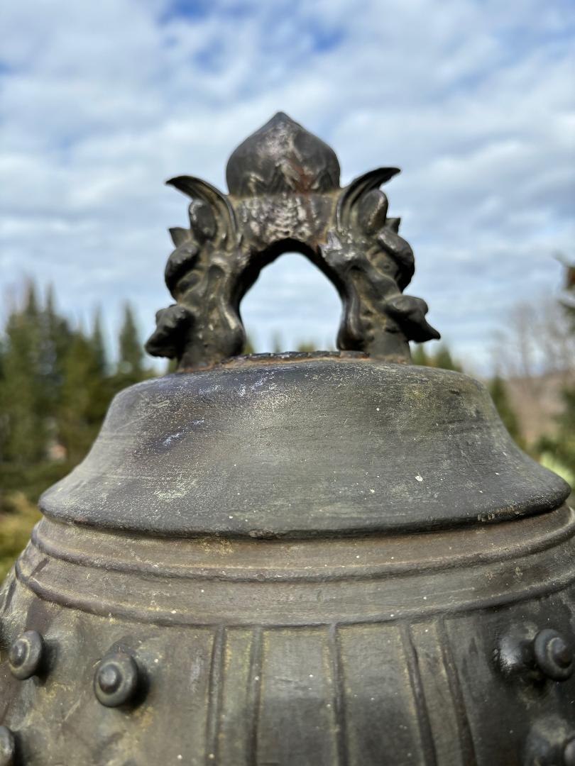 Cast Japanese Big Antique Bronze Temple Bell 