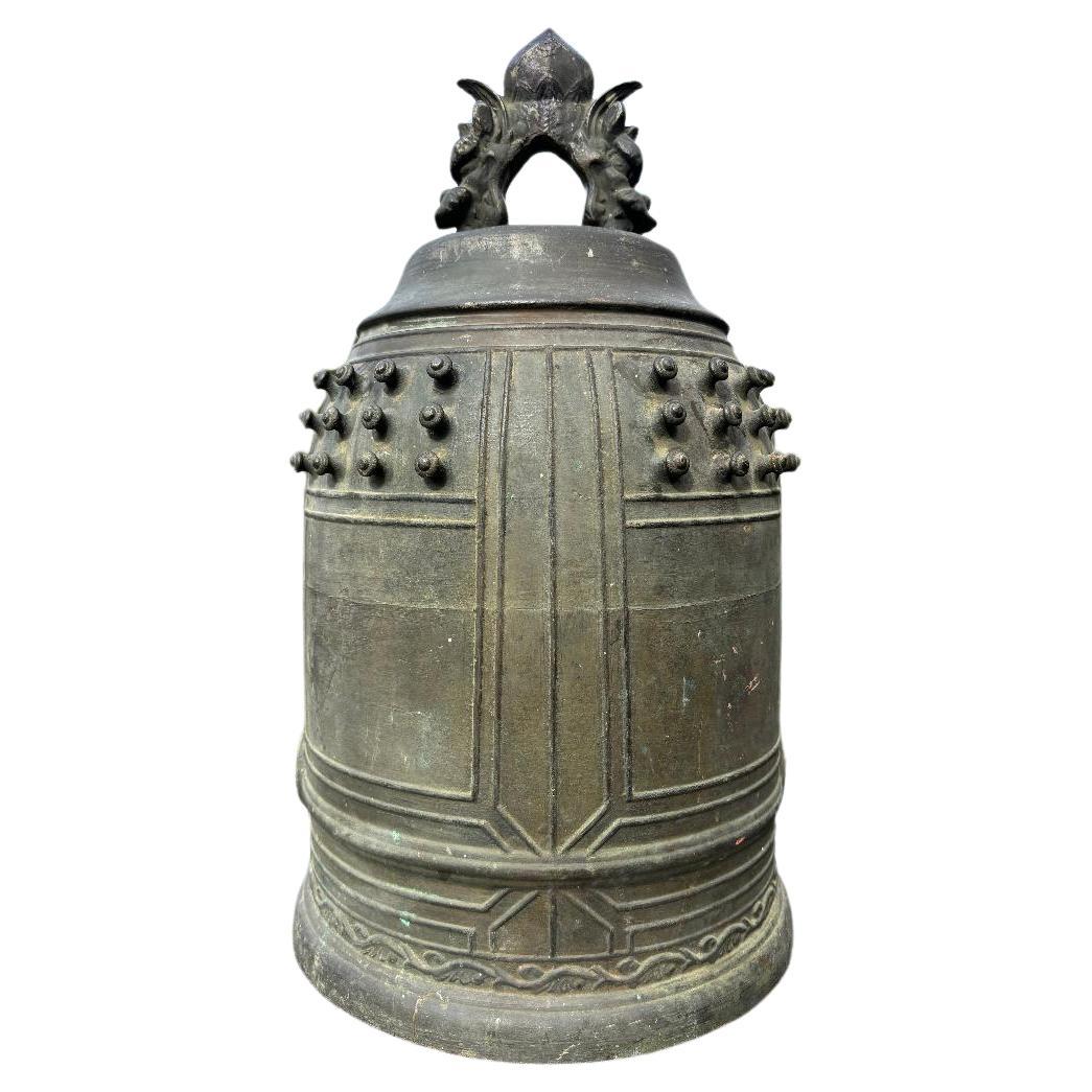 Japanese Big Antique Bronze Temple Bell 