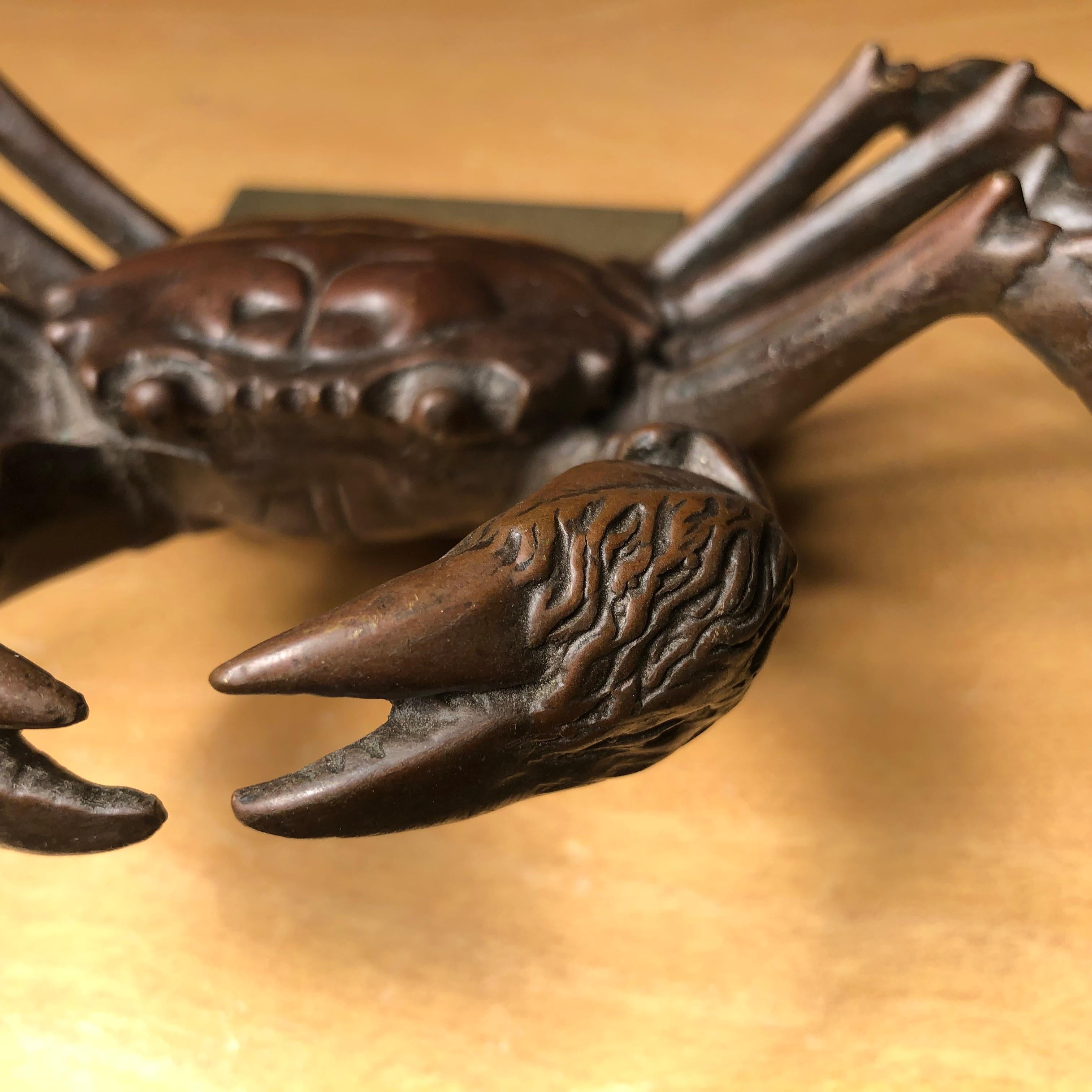 Japanese Big Antique Cast Eight-Legged Crab 100 Year Okimono Sculpture Kyoto In Good Condition In South Burlington, VT