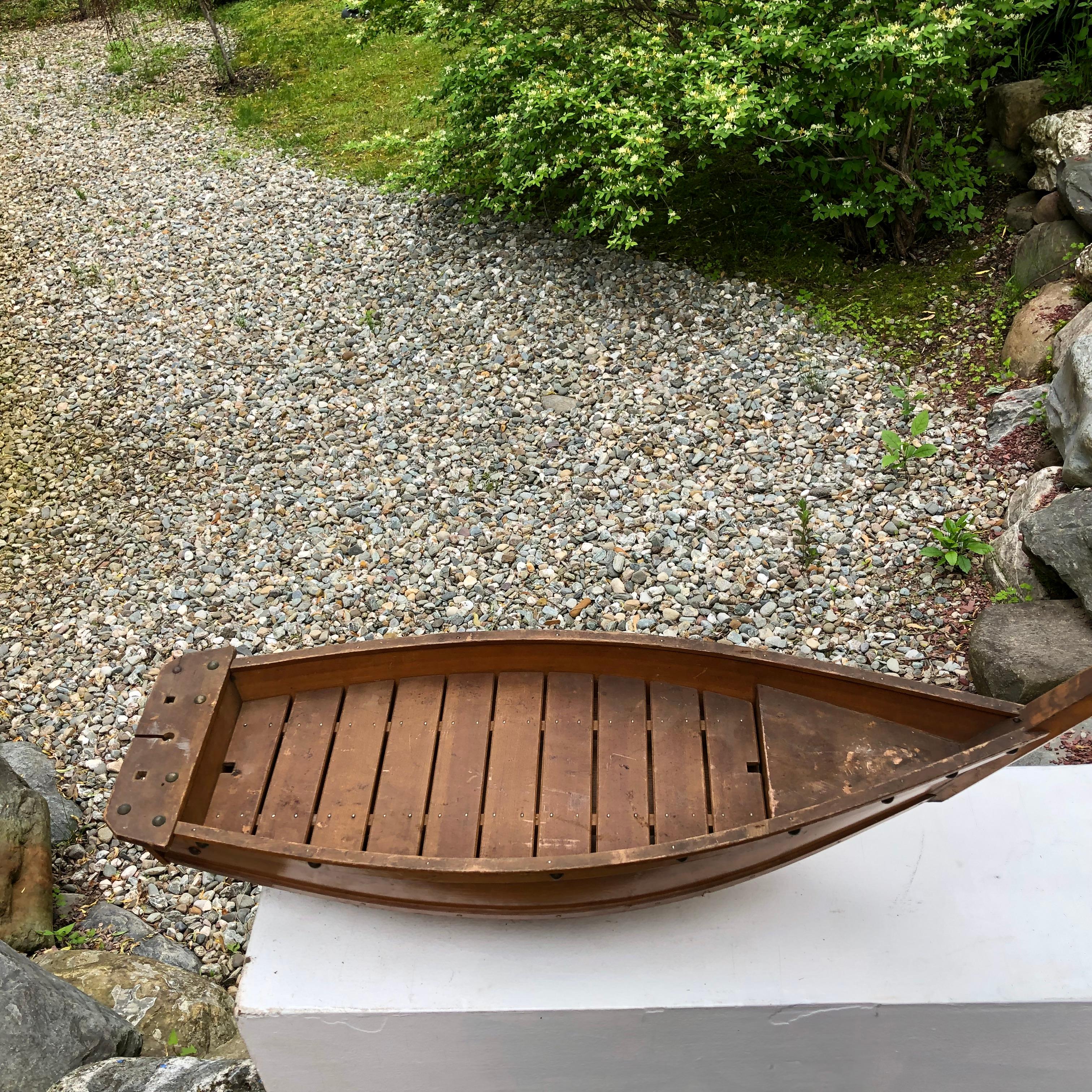 Taisho Japanese Big Antique Hand Carved Boat Fune, Ikebana Or Sushi Anyone?