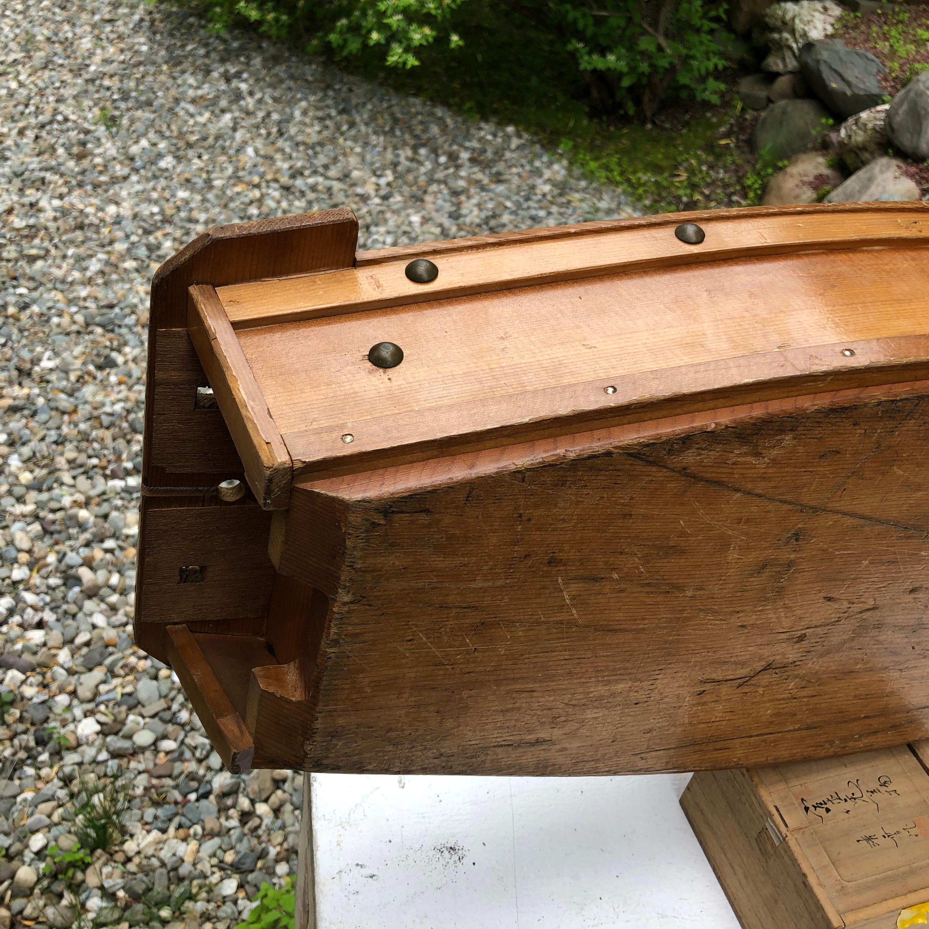 Japanese Big Antique Hand Carved Boat Fune, Ikebana Or Sushi Anyone? In Good Condition In South Burlington, VT