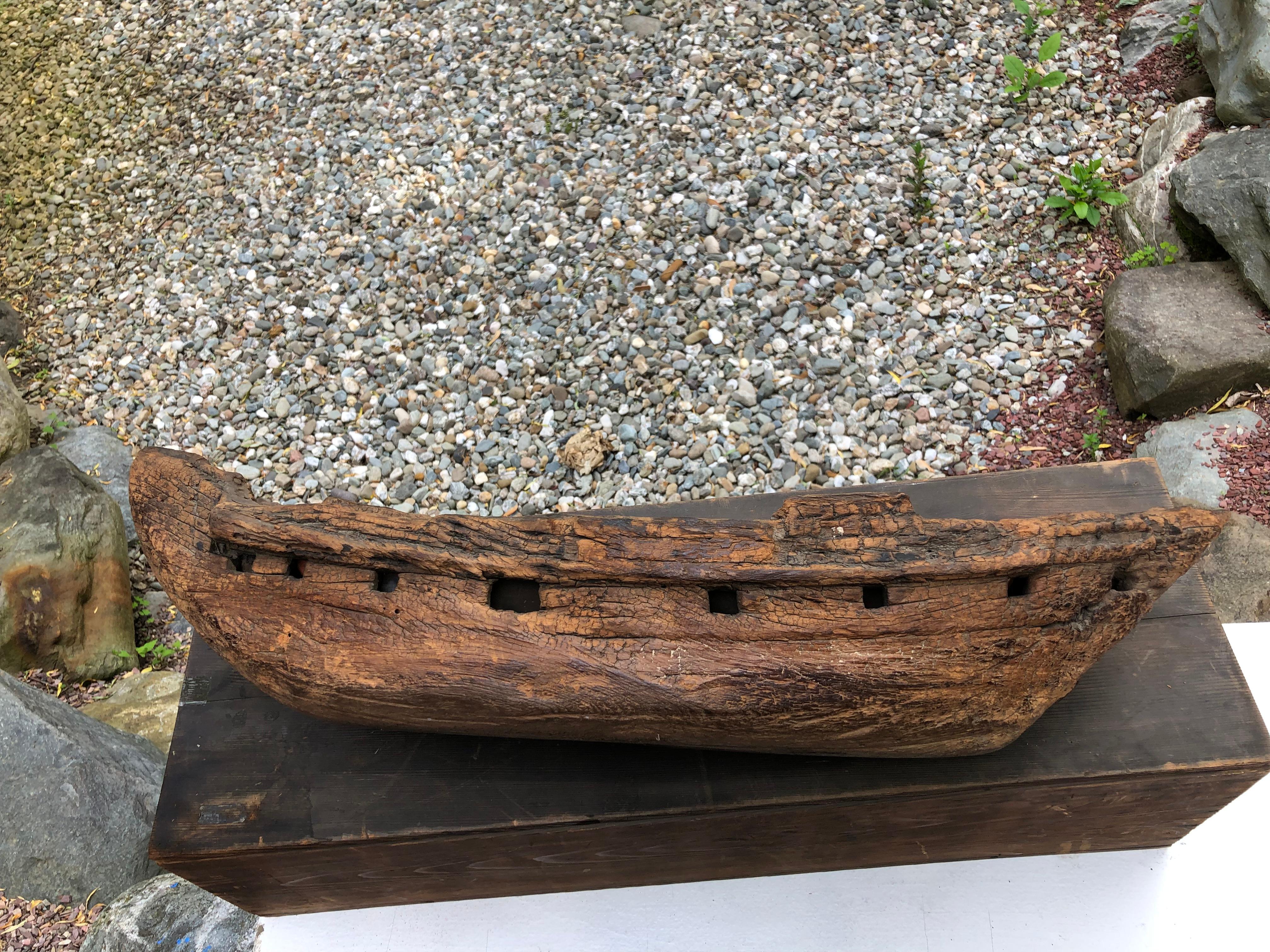 Japanese Big Antique Hand Carved Ikenobu Boat 19th Century, Boxed Hard to Find 8
