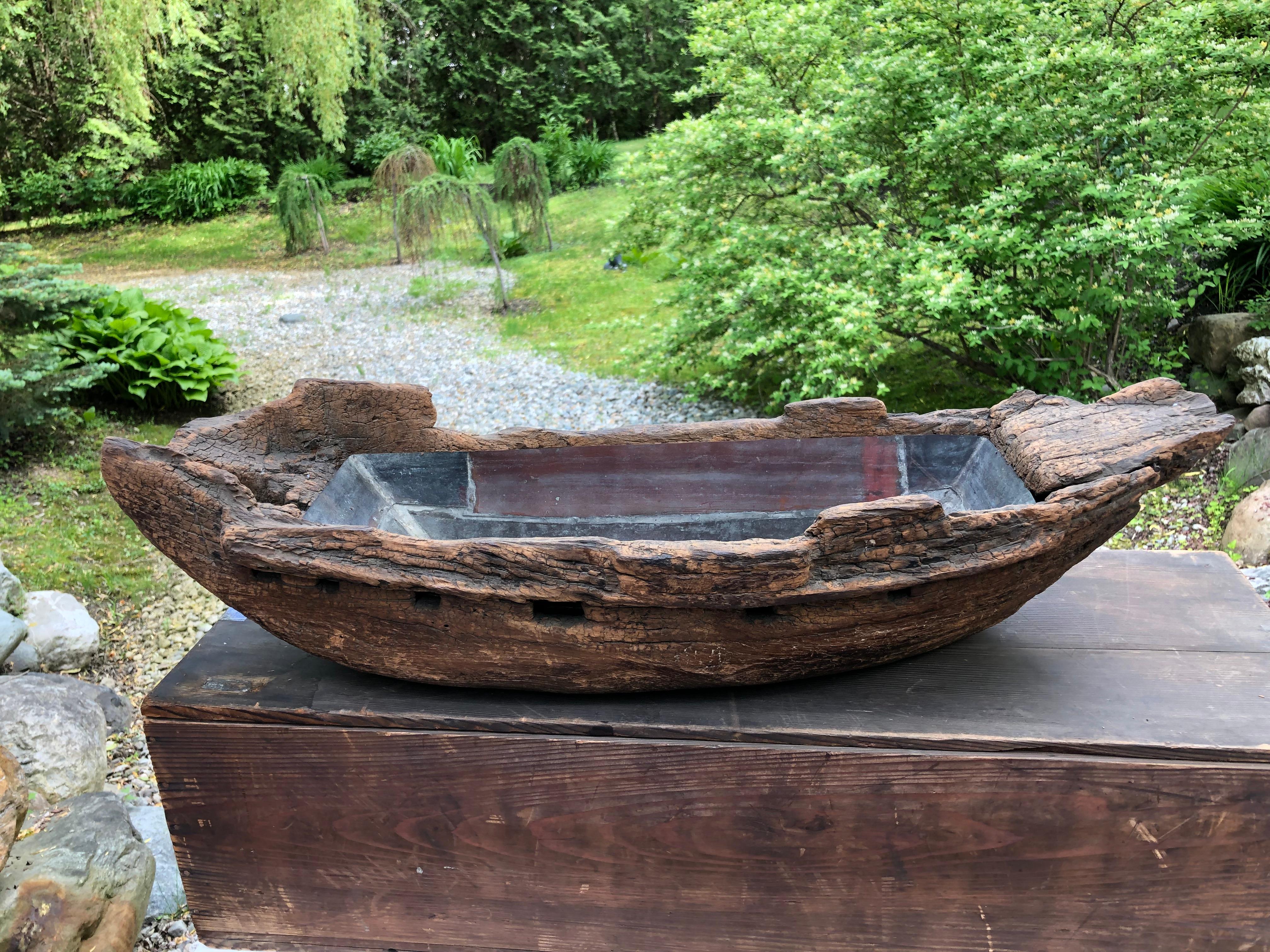 Hand-Carved Japanese Big Antique Hand Carved Ikenobu Boat 19th Century, Boxed Hard to Find