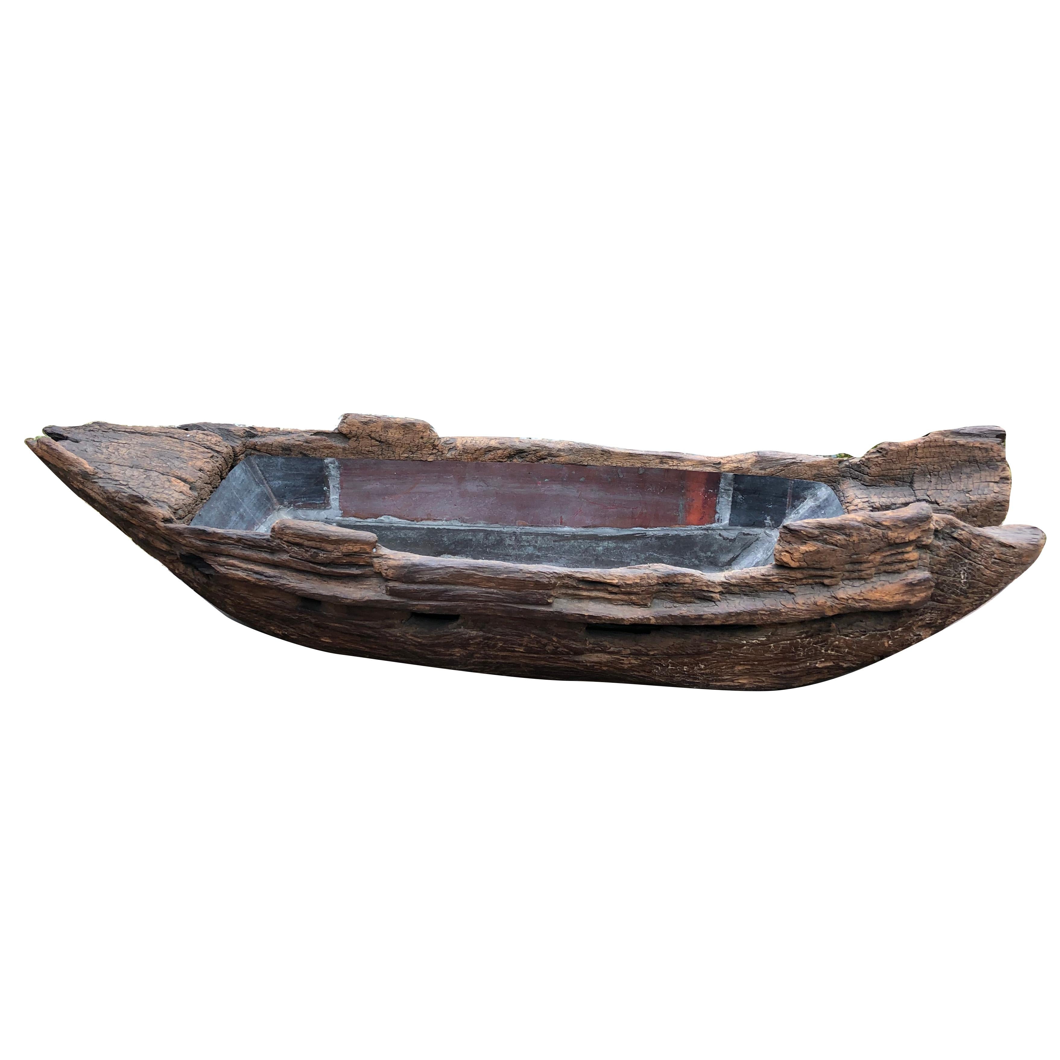 Japanese Big Antique Hand Carved Ikenobu Boat 19th Century, Boxed Hard to Find