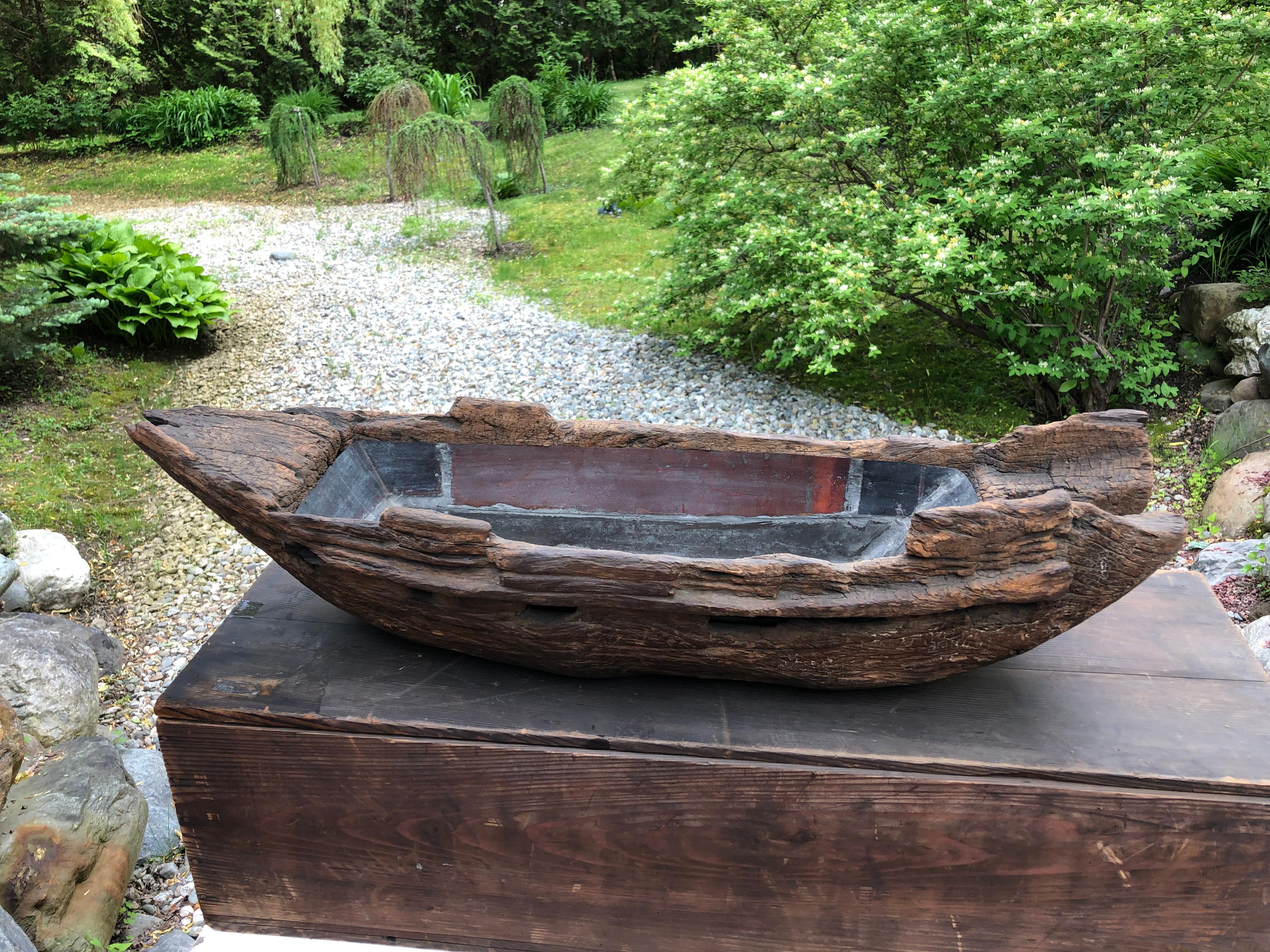 Meiji Japanese Big Antique Hand Carved Ikenobu Boat 19th Century, Boxed Hard to Find