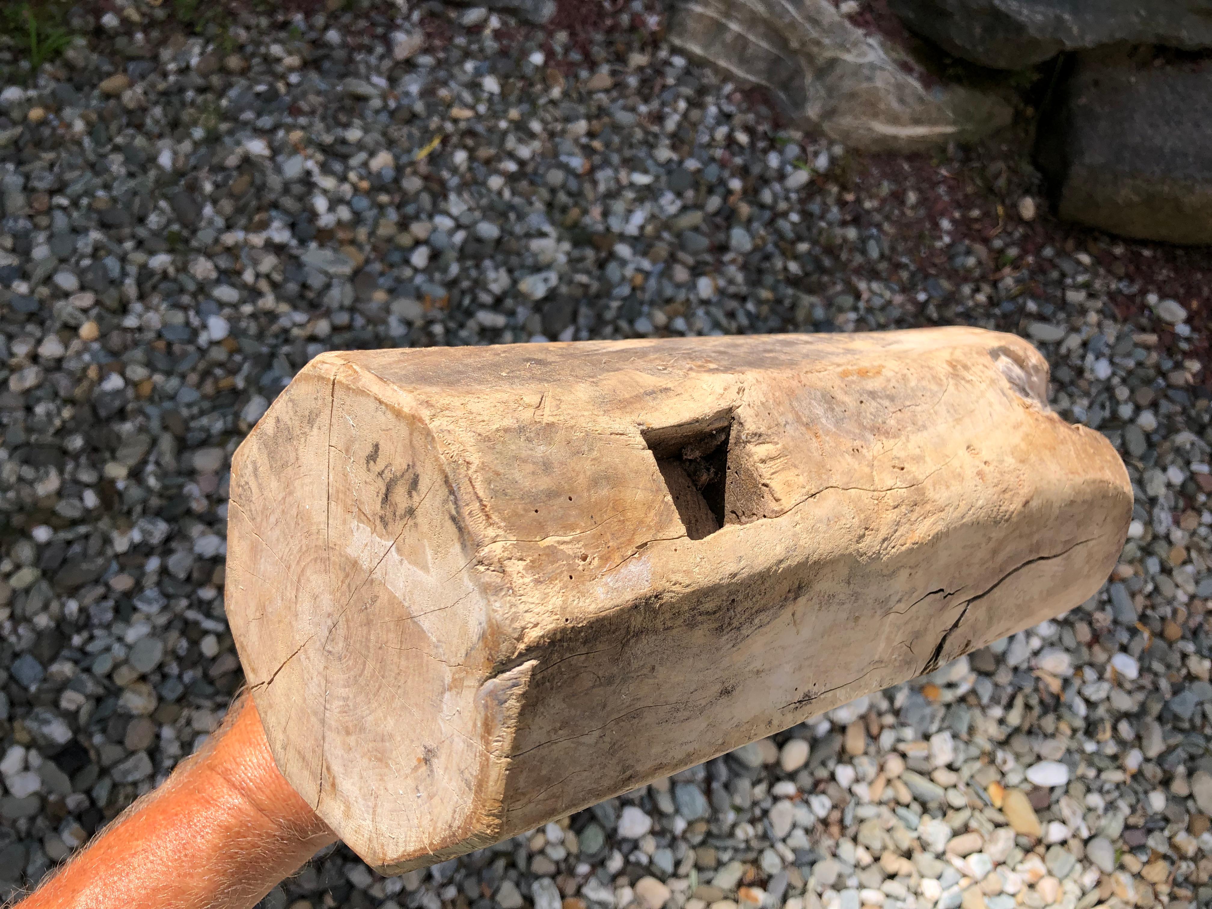 Meiji Japanese  Antique Hand Carved Wood Usu Mochi Mallet
