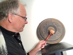 Japanese Big Antique Hand Cast Bronze Meditation Gong Soothing Deep Sound