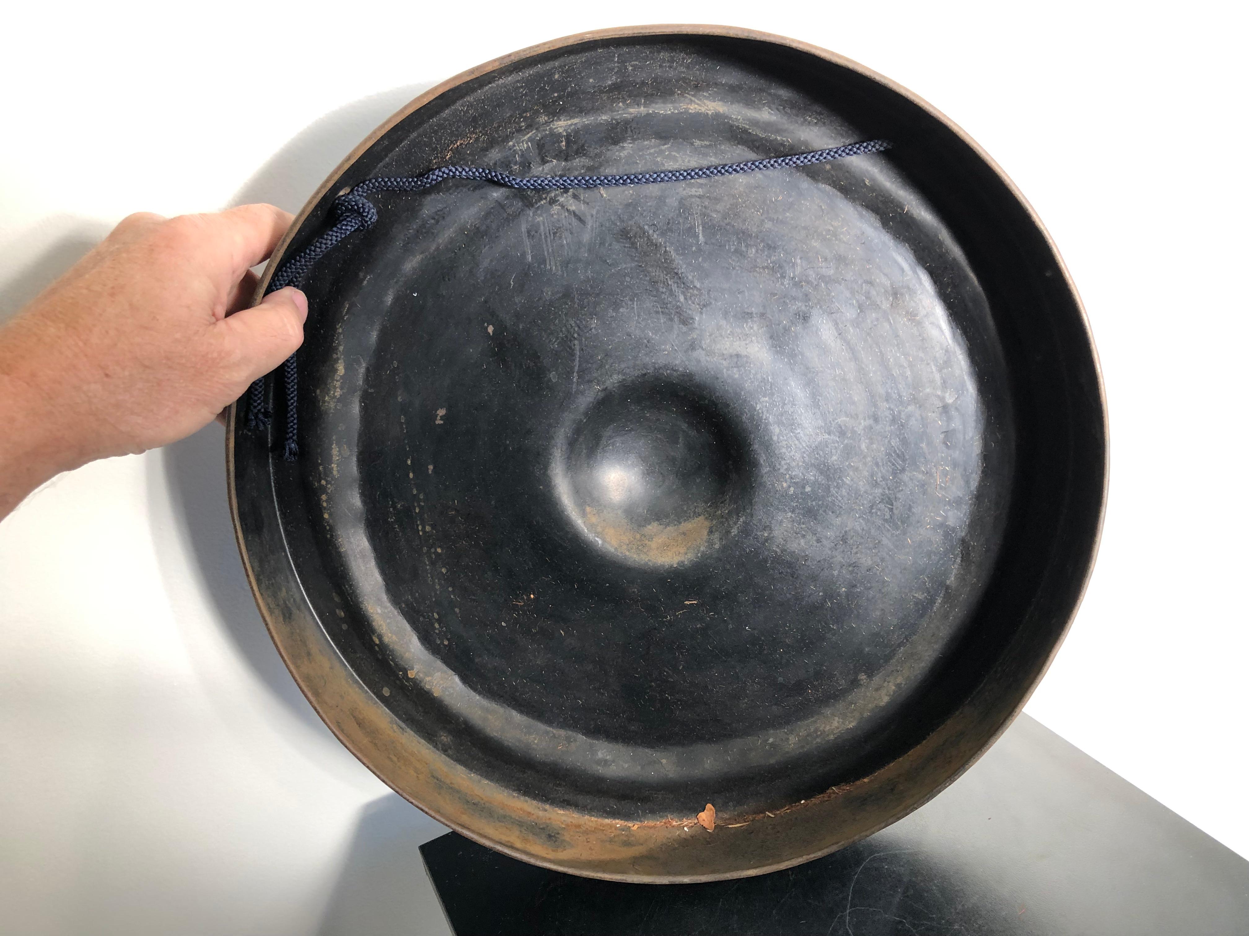 Taisho Japanese Big Antique Hand Cast Bronze Meditation Gong Soothing Deep Sound