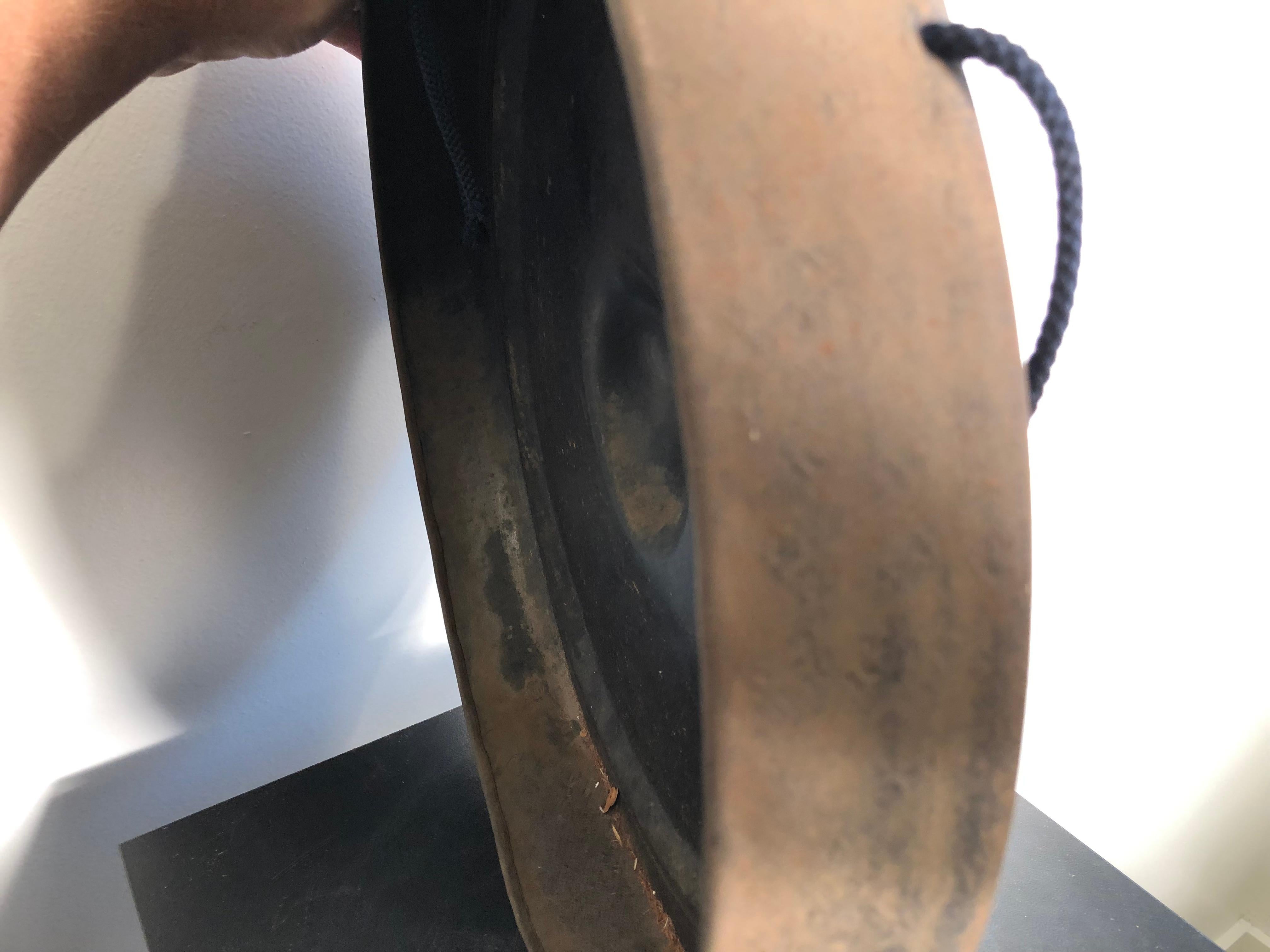 Japanese Big Antique Hand Cast Bronze Meditation Gong Soothing Deep Sound In Good Condition In South Burlington, VT